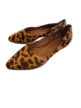 Zodiac Hill 7.5 leopard leather pointed toe faux fur animal flats 3087